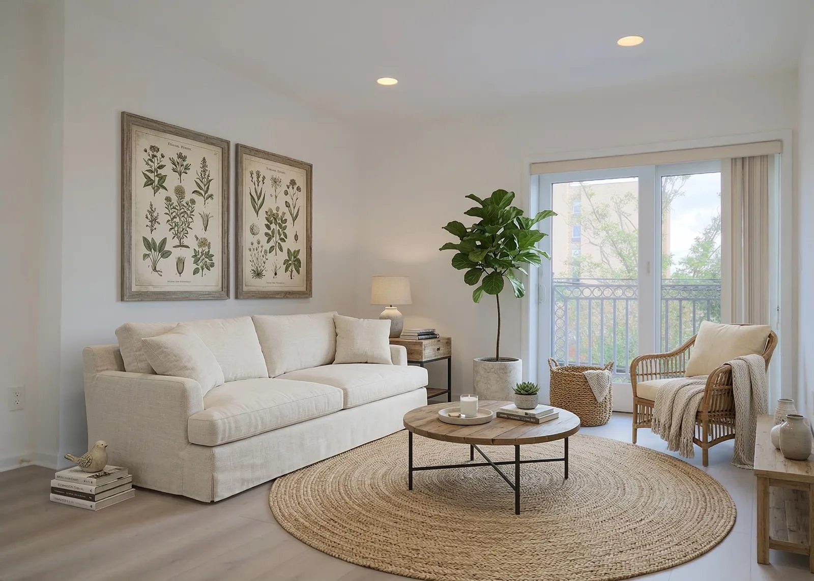 AI staged living room in Modern Farmhouse style