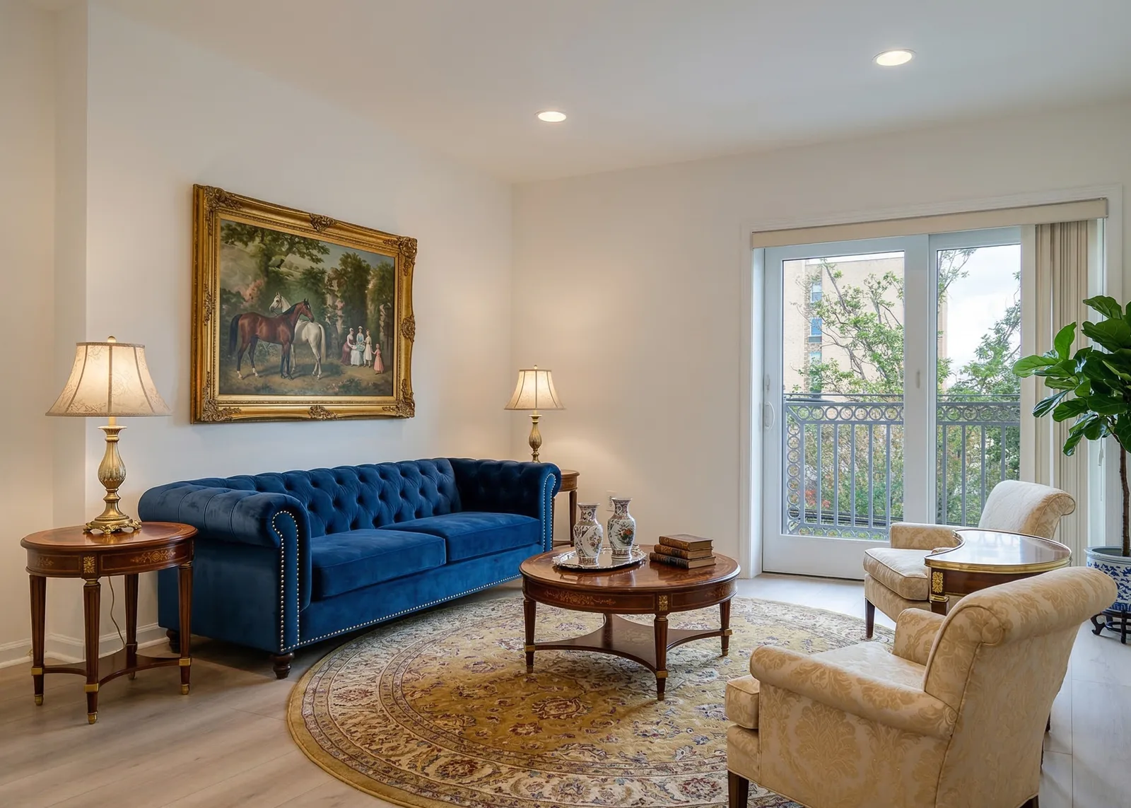 Traditional Luxury virtual staging — rich fabrics, ornate details, timeless elegance