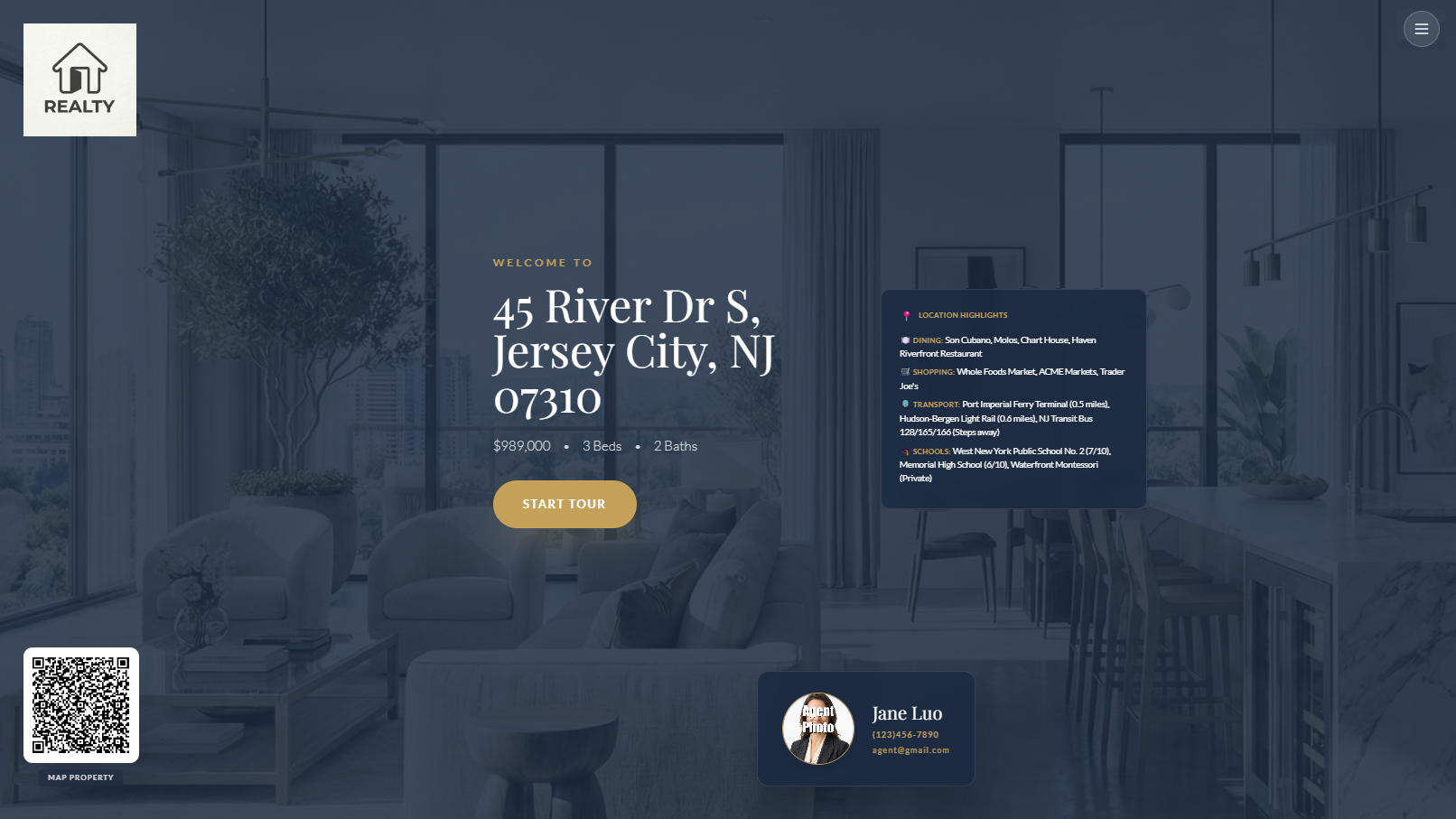 Realtor using digital open house sign-in sheet on iPad at luxury property