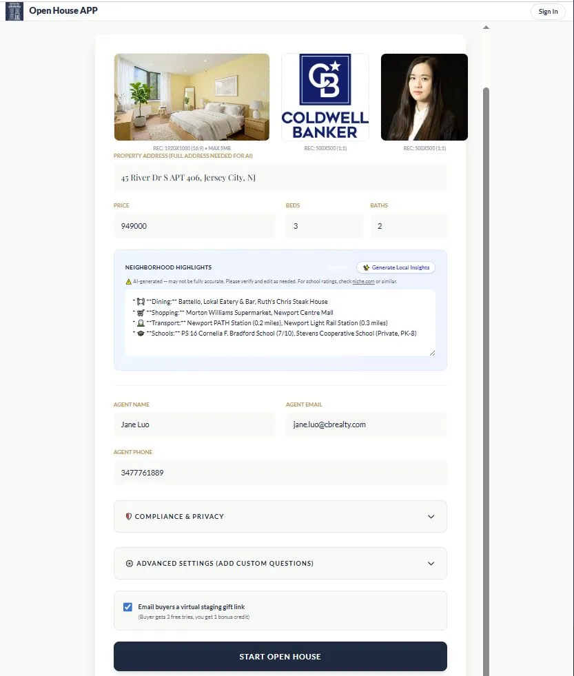 Real Estate Agent Using Open House App at Open House