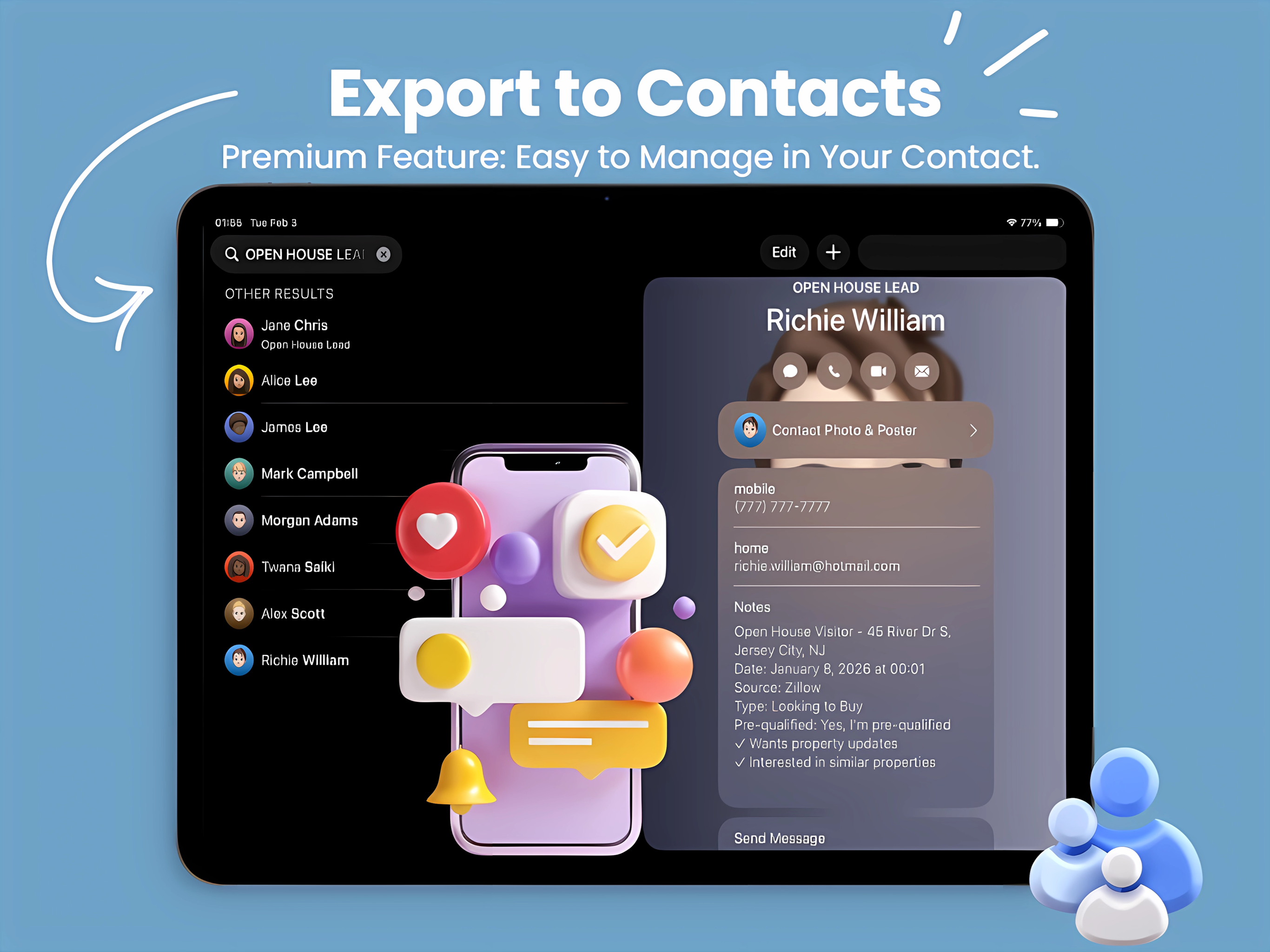 Open House Export to Contacts