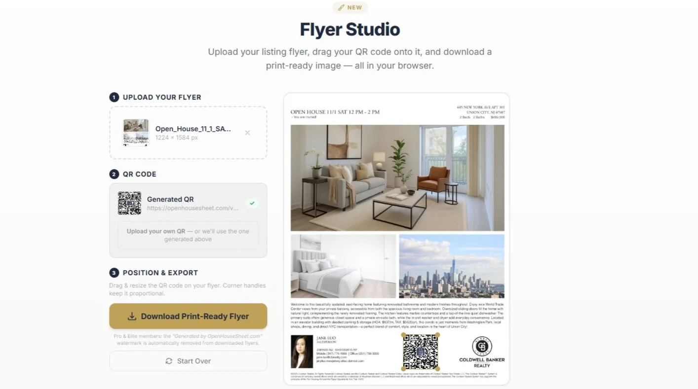 Flyer Studio — Free Open House Flyer Maker with QR Code