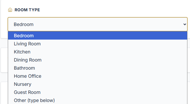 8 room types available for AI virtual staging