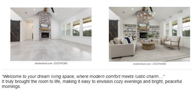 Before and after AI virtual staging by Dorie Dillard