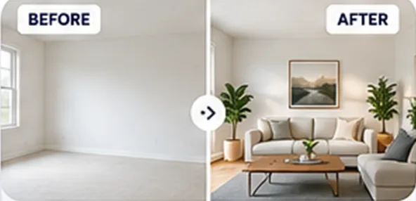 AI virtual staging before and after with StageVibe